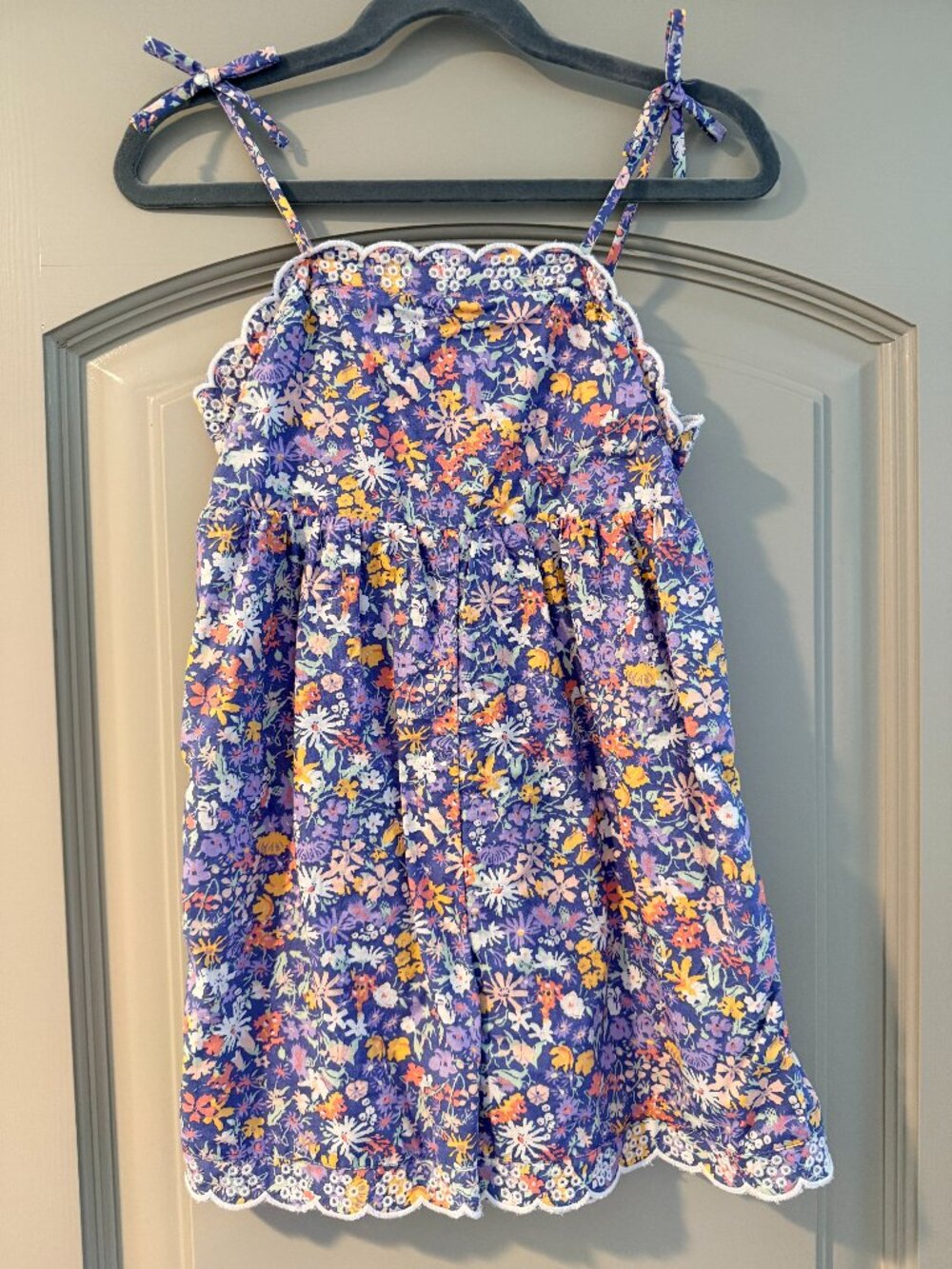 Girls Scalloped Floral Short Romper